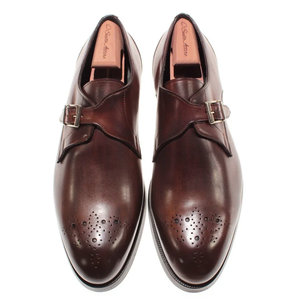 Pastori NWB Single Monk Strap Dress Shoes Size 11 US in Brown Leather